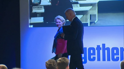Von der Leyen e Biden, tras a súa intervención na COP26