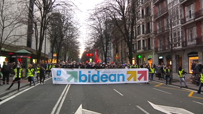 Manifestacion de apoio aos presos en Bilbao