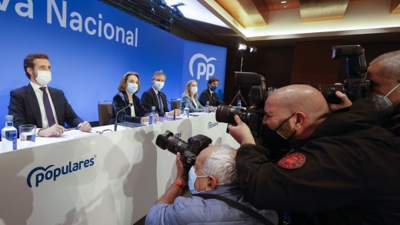 Pablo Casado ante a Xunta Directiva Nacional do PP (EFE/ Javier Lizón)