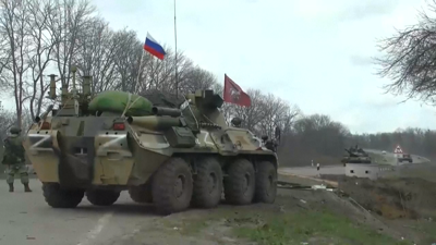 Un tanque ruso nun control instalado  no leste de Ucraína
