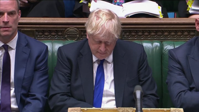Boris Johnson, este mércores na Cámara dos Comúns
