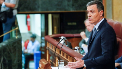 Pedro Sánchez na súa intervención no Congreso (EFE/Javier Lizón)