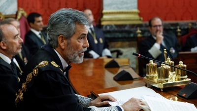 Carlos Lesmes durante a toma de posesión do novo fiscal xeral do Estado Álvaro García Ortiz (EFE-J. J. Guillén)