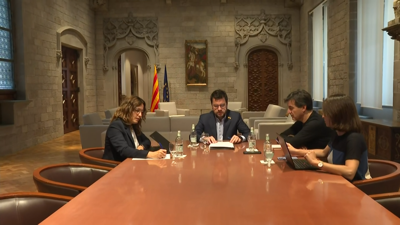 Reunión de Pere Aragonés no Palau da Generalitat