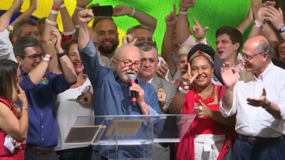 Lula no seu primeiro discurso tras ser proclamado presidente electo