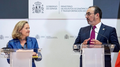Nadia Calviño e Sergio Díaz-Granados en rolda de prensa. EFE/ Daniel González