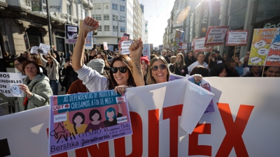 Manifestacións das traballadoras de Inditex na Coruña (EFE/Cabalar)