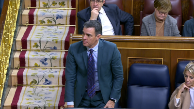 Sánchez, no momento de votar a favor da tramitación da reforma do delito de sedición