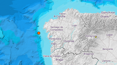 Mapa do Instituto Xeográfico Nacional (IGN) sinalando o punto exacto do tremor