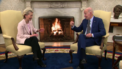 Ursula von der Leyen e Joe Biden na Casa Branca
