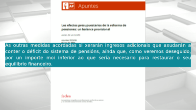 O informe de Fedea cuestiona a reforma das pensións pactada no seo do Goberno