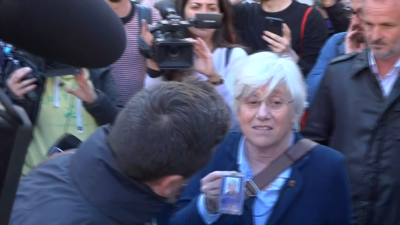A eurodeputada durante a comparecencia ante a prensa