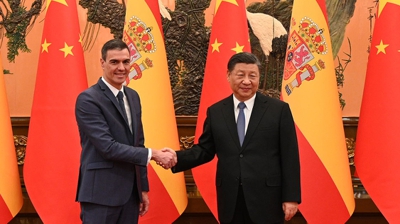 Pedro Sánchez canda o presidente chinés Xi Jinping (Moncloa/Borja Puig de la Bellacasa)