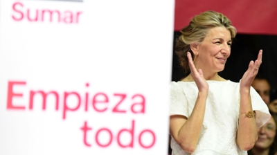 Yolanda Díaz durante a presentación da candidatura. EFE/ Víctor Lerena