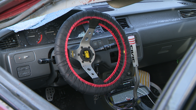 Imaxe do interior do coche tras o atropelo mortal do pasado 28 de marzo na AC-552