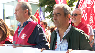 José Antonio Gómez, secretario xeral da UXT, na manifestación do 1 de Maio en Vigo