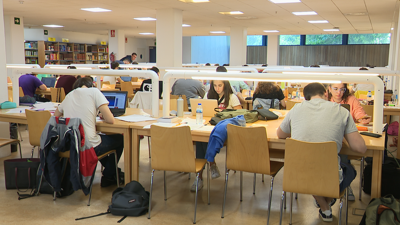 Estudantes galegos preparando a Abau nunha biblioteca en Galicia