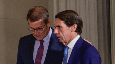Núñez Feijóo con Aznar en Barcelona esta semana. EFE/Quique García
