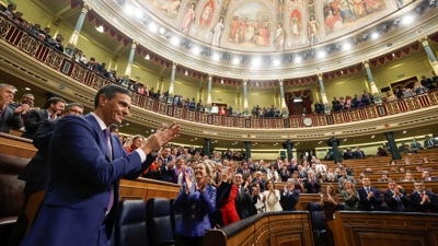 Pedro Sánchez tras ser reelixido presidente do Goberno polo Congreso dos Deputados (EFE/Javier Lizón)
