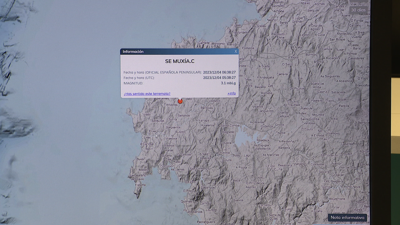 Rexistro do último terremoto en Muxía na web do Instituto Xeográfico Nacional