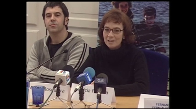 Víctor Mosqueira e Patricia Ferreira na Coruña en 2005, durante a presentación aos medios da película 'Sei quen es'