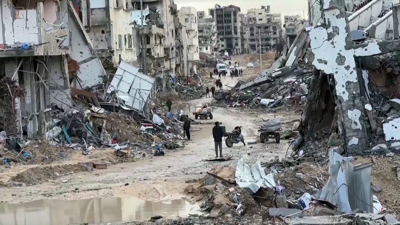 Edificios destruídos na Franxa de Gaza