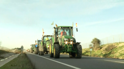 Marcha de tractores desde Torrejón de la Calzada cara a Madrid, esta mañá