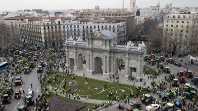 Protesta agrícola convocada por Unión de Uniones, o pasado mércores en Madrid (EFE / JP Gandul)