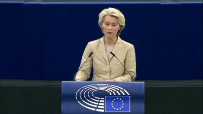 A presidenta da CE, Ursula von der Leyen, o pasado mércores no Parlamento Europeo en Estrasburgo