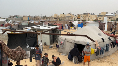 Campamento palestino en Rafah, na Franxa de Gaza