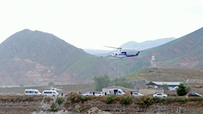 O helicóptero en que viaxaba Ebrahim Raisi no momento da engalaxe