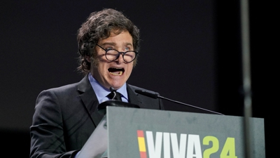 Javier Milei durante o acto de Vox en Madrid (Reuters/Ana Beltrán)
