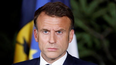 O presidente Macron durante a súa intervención en Nova Caledonia. (Reuters/Ludovic Marin)