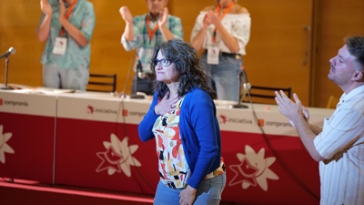 Mónica Oltra, nunha asemblea de Iniciativa-Compromís, en maio de 2024 en Valencia (Europa Press).