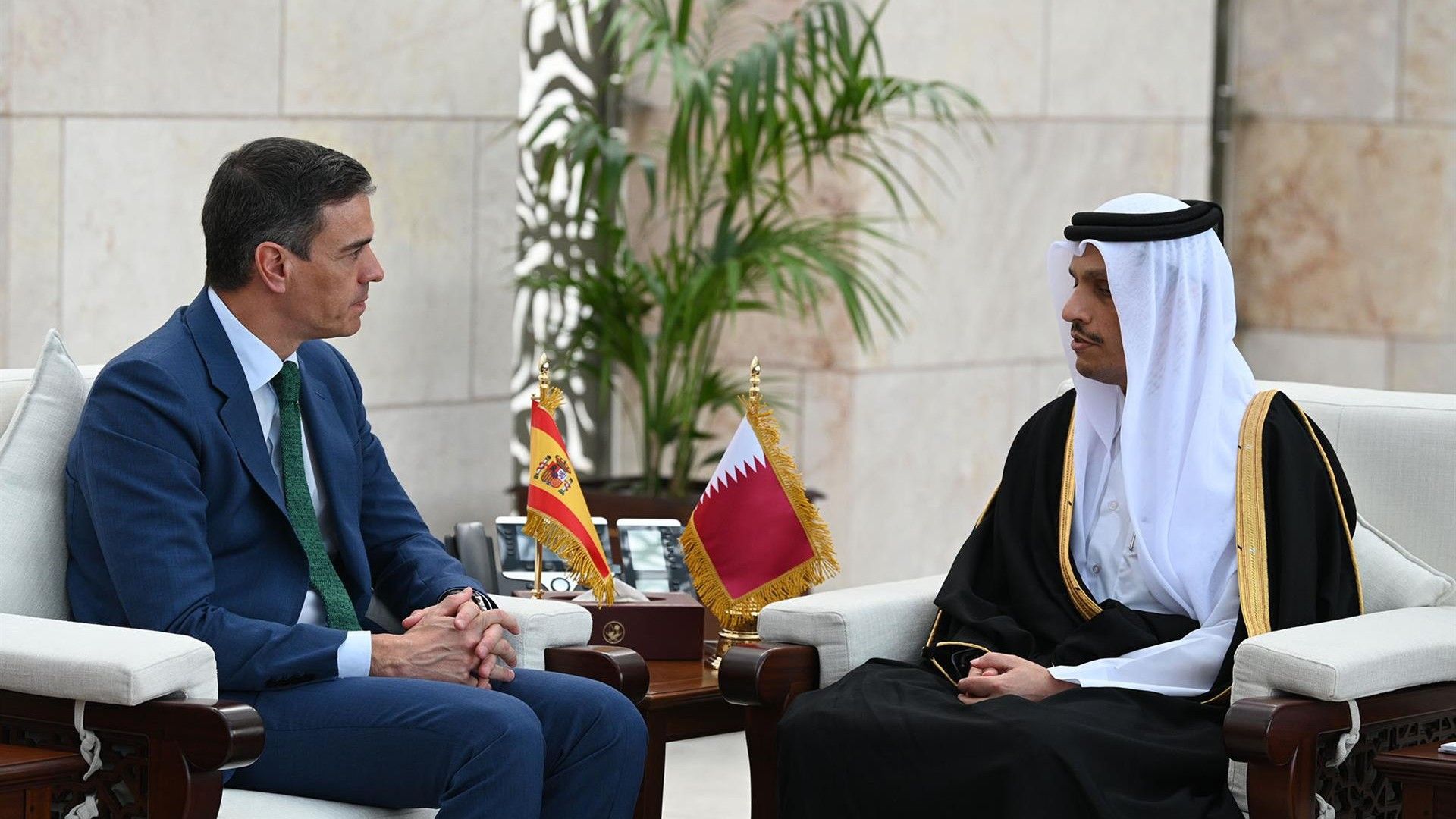 O presidente español, Pedro Sánchez, na súa visita a Doha (Europa Press)