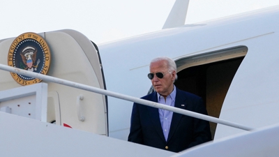 Biden chega a Wilmington para participar nun acto de campaña. REUTERS/Nathan Howard