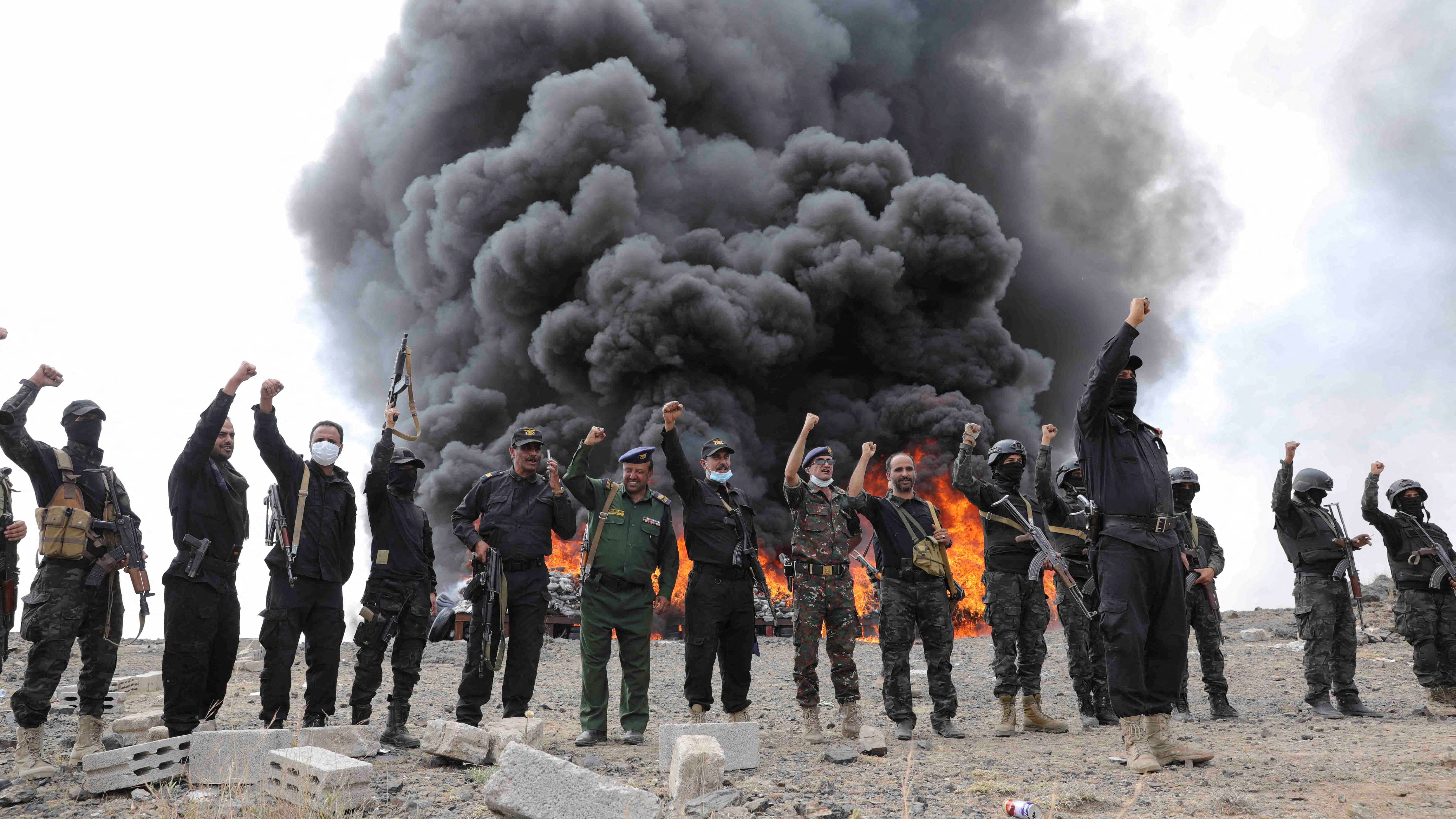 Membros das forzas de seguridade hutís en Saná, no Iemen. REUTERS/Khaled Abdullah