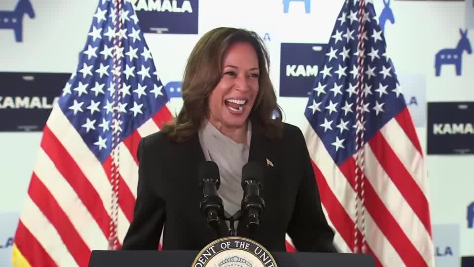 Harris celebra a consecución dos delegados na sede da campaña demócrata, este luns en Wilmington, Delaware (Reuters)