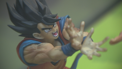 Figura de Son Goku na exposición honorífica a Akira Toriyama, na Coruña