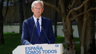 Intervención de Alfonso Rueda tras a xuntanza dos presidentes autonómicos do PP (EFE/ J.P. Gandul)