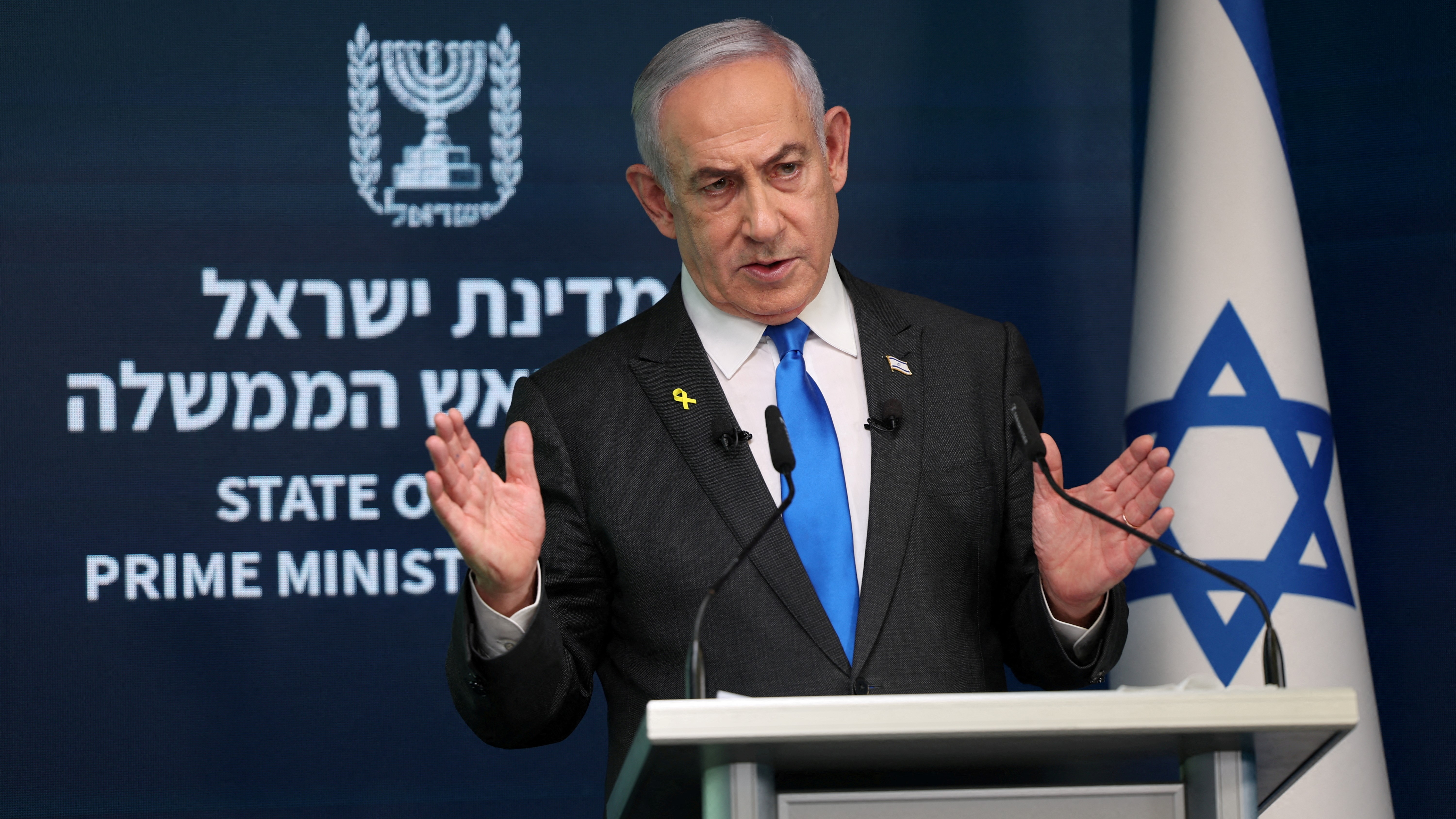 Benjamin Netanyahu nunha conferencia de prensa en Xerusalén (Pool vía Reuters/Abir Sultan)