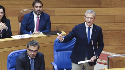 O presidente da Xunta, durante a sesión de control celebrada no Parlamento de Galicia (EFE/  Xoán Rey)