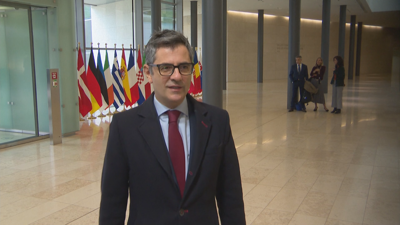 O ministro da Presidencia, Félix Bolaños, este venres en Luxemburgo (TVG).